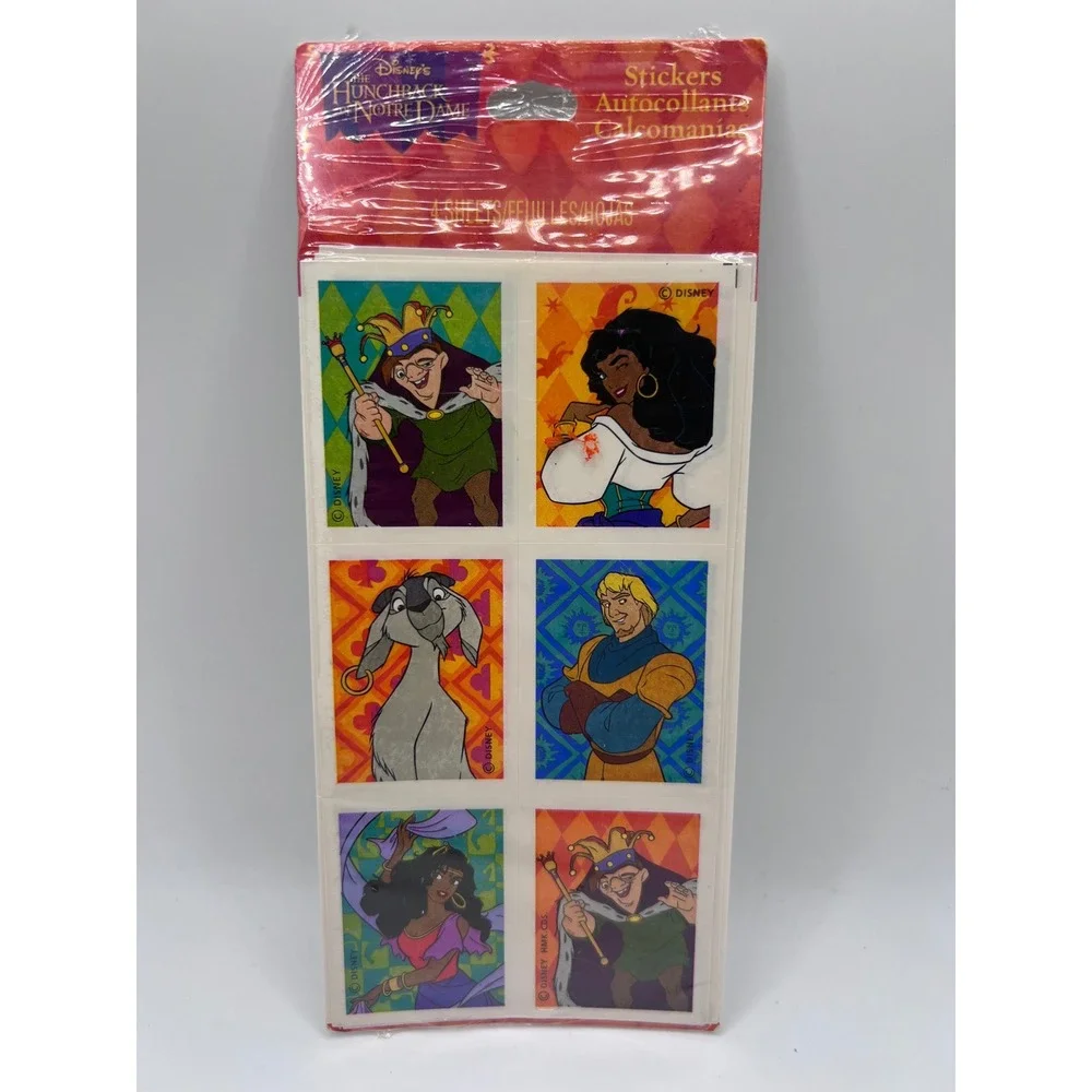 Vintage Hallmark Disney's Hunchback Of Notre Dame‎ 4 Sticker Sheets Sealed 1990s